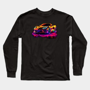 Amplify Orange C8 Corvette racecar refection Supercar Sports car Racing car Long Sleeve T-Shirt